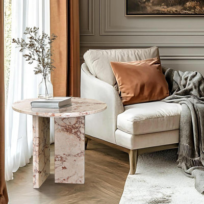 Table basse en marbre naturel rose, petite table, table de salon, pierre naturelle, marbre véritable, marbre véritable