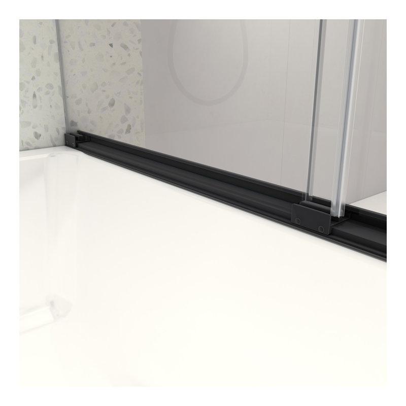 Porte de douche double coulissante noire mat sans cadre 6076 pouces avec fonction de fermeture douce réglable en verre trempé de 8 mm avec Nano Easy Menage et anti-déflagrant