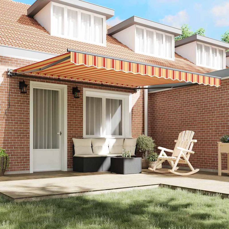 Brayden Studio Retractable Door / Window Awning, 400 cm W x 300 cm D, Orange/Yellow/Anthracite