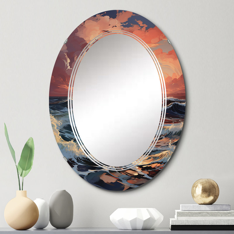Norfolkvale - Miroir mural nautique et de plage ovale, 30 po x 20 po