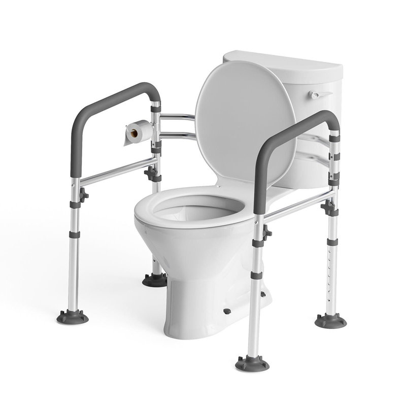 Toilet Safety Rails for Seniors,Height-Adjustable Toilet Frame Width(Gray)