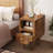Narrow Bedside Table, Solid Wood Bedside Table With Drawers, Walnut Medieval Modern Bedside Table, Small Side Table With Open Storage Rack, Suitable For Bedrooms (12 Inches)-1827271422-1825249833