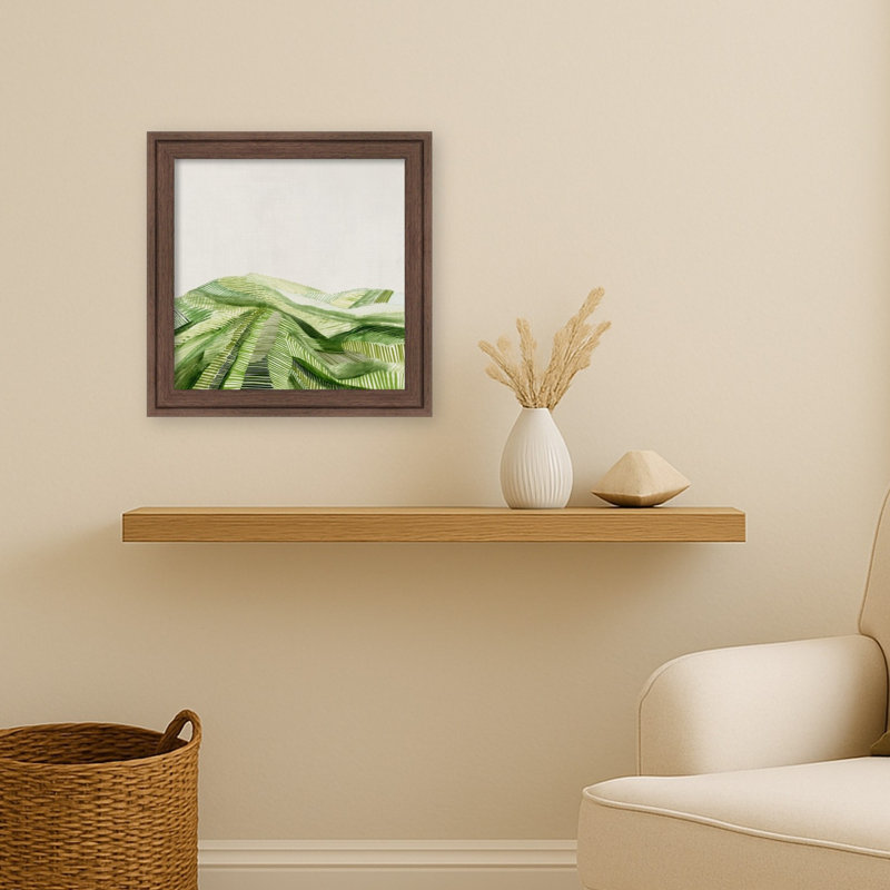 «Verdant Waves of Tranquility» par Adalaide, reproduction d'art encadrée sur bois, Brun moyen Florence