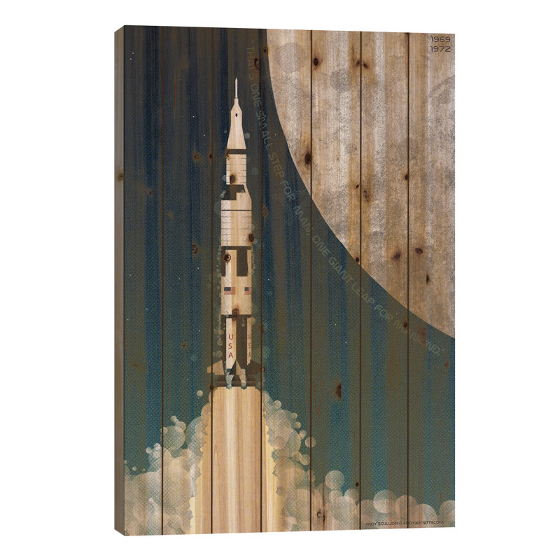 Gyulnara Nasa Space Rocket Apollo Saturn V - impression sans cadre sur bois, H 26 po x l 18 po x P 1,5 po