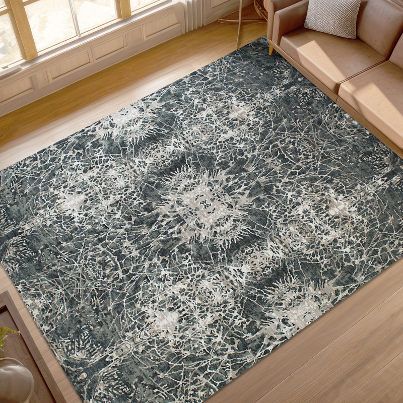 Tapis turquoise / beige noué à la main, Rectangle 4pi x 6 pi