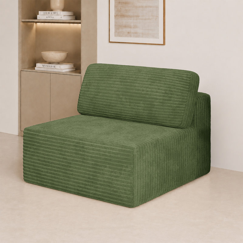 1 Seater Corduroy Sectional, Green