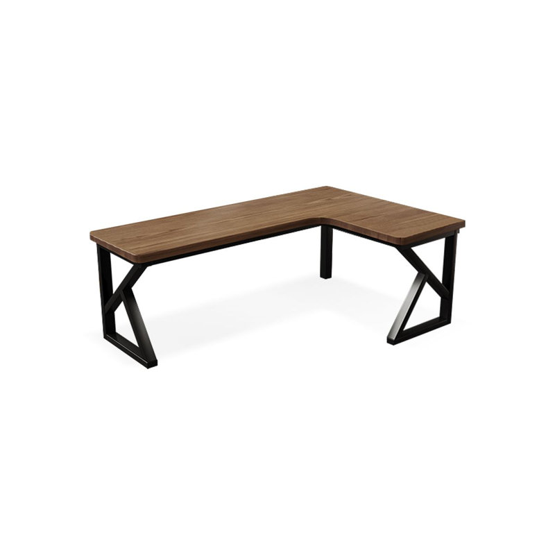 Bureau brun en bois massif en forme de L, Retour à droite, H 29,53 po x l 70,87 po x P 39,37 po