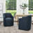  25" Wide Modern No Assembly Linen Barrel Back Upholstered Dining Armchair with Interchangeable Casters & Fixed Feet (Set of 2)-1154927049