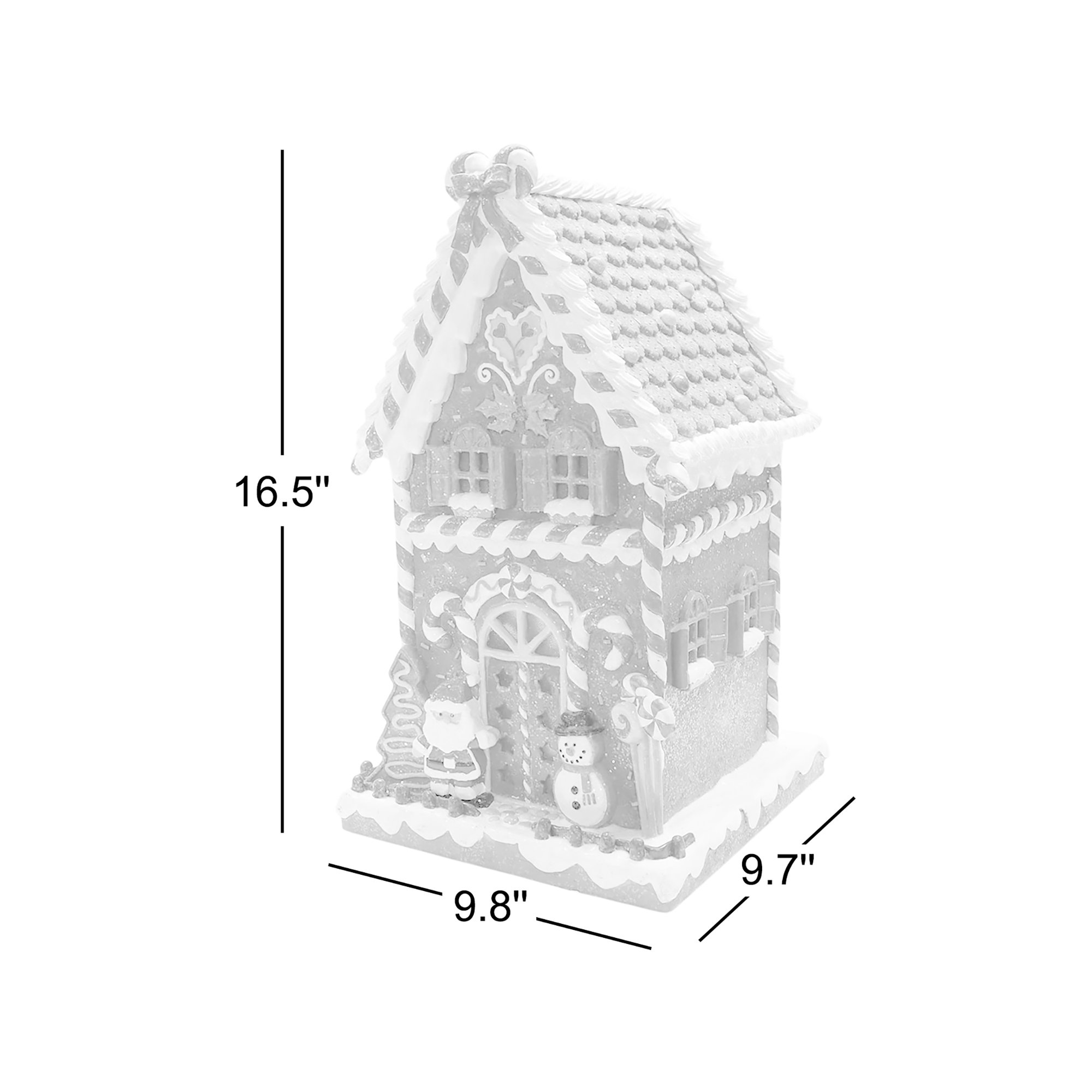 16.54”H Gingerbread Village House - LED Lights, 8 Carols Music, Battery - Hand-Painted Resin