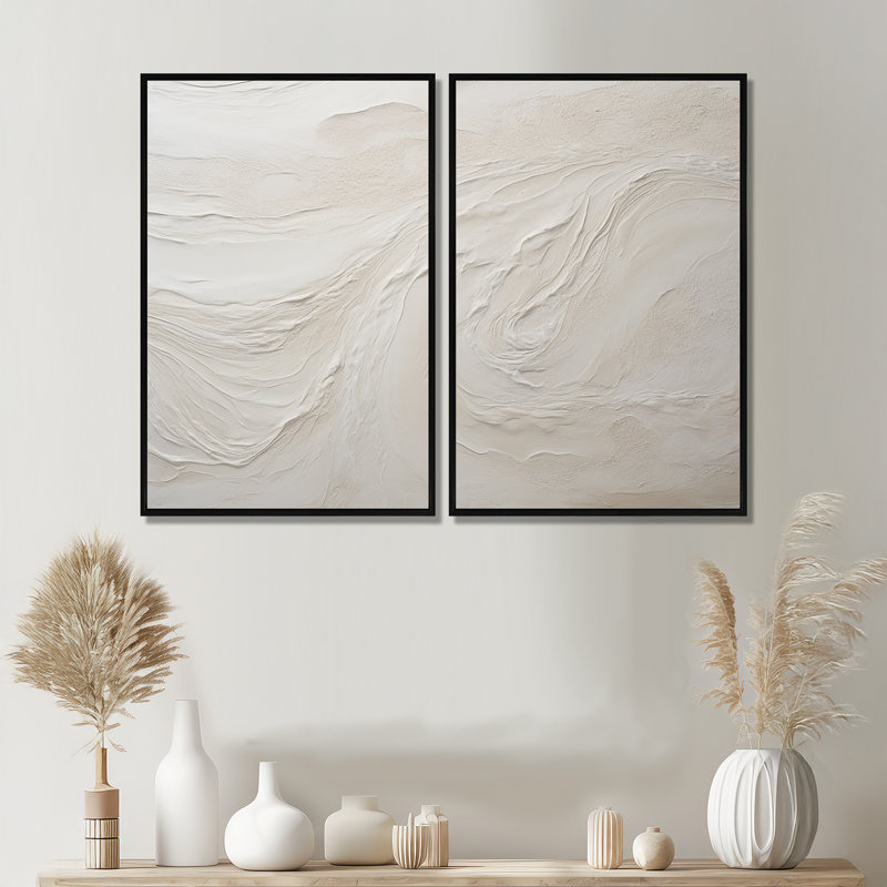 Décoration murale 2 pièces Clate - Beige, Floater Framed Print without Mat, Black, 36" H x 48" W