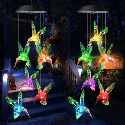 Solar Hummingbird Wind Chime Light Outdoor Waterproof LED Garden Gifts