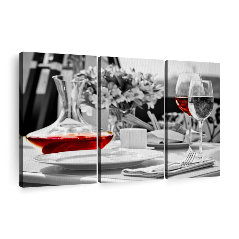 Pop Sherry Wine - ensemble de 3 toiles tendues, H 24 po x l 38 po x P 1,25 po