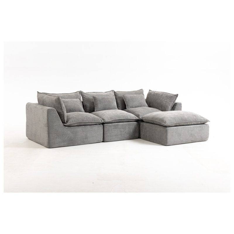 Canapé modulaire surdimensionné de 103,15 po de largeur avec canapé-lit modulaire True Relax Comfy, Gris antique