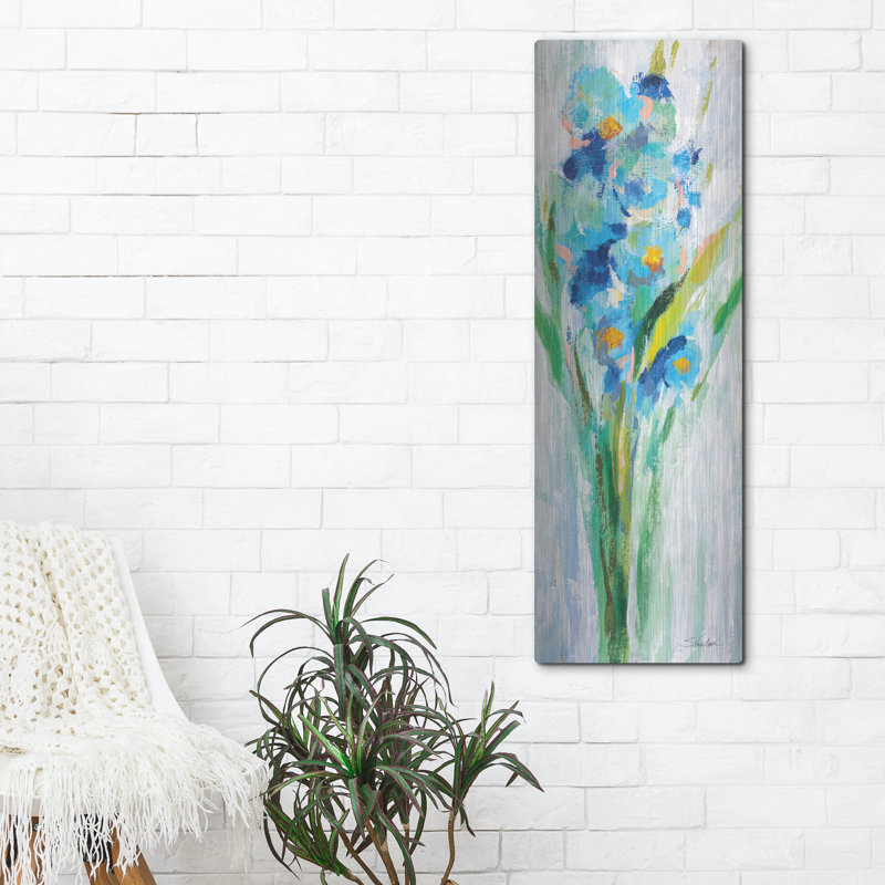 Art mural luxueux «Fresh Blue Flowers 1» par Silvia Vassileva, 16 po x 48 po, H 48 po x l 16 po