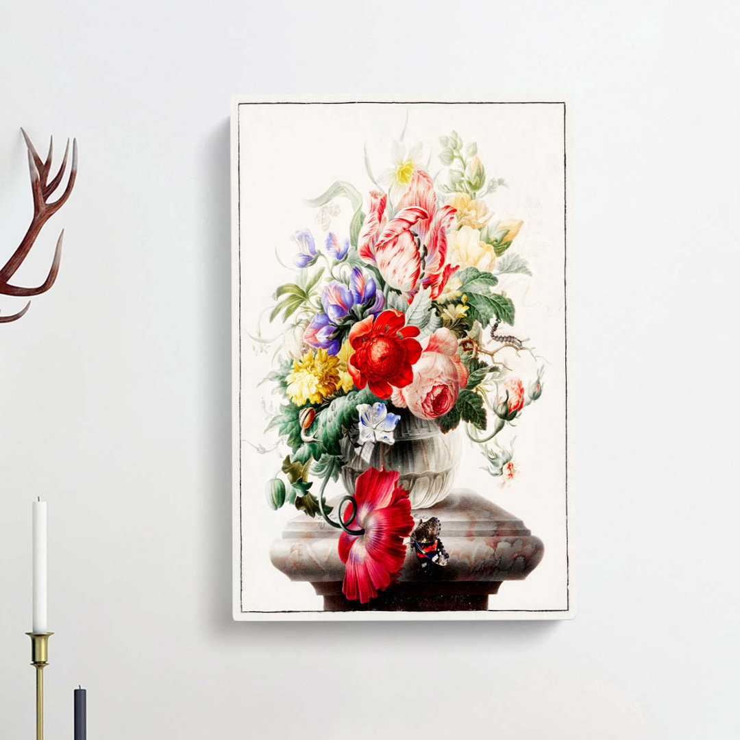 Butterfly and Flowers by Herman Henstenburgh - Wrapped Canvas