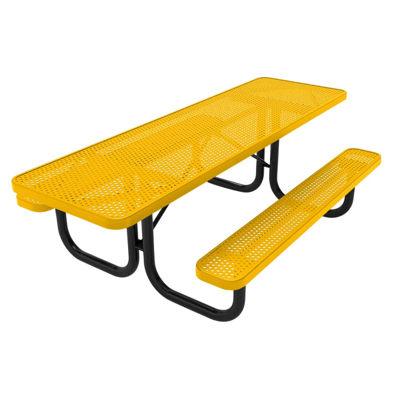 Table de pique-nique rectangulaire de 2,4 m (8 pi), perforée, texturée jaune, 8ft Rect ADA-Both, Punched, Jaune texturé