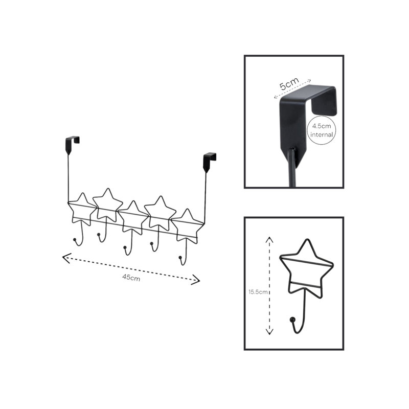 Stars Over Door Storage Hooks, Matte Black