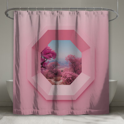 Rideaux de douche roses à motif floral extra long