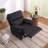 Faux Leather Manual Rocker Recliner Chair With Pop-up Footrest & 360 Swivel Rotation Base-1099545401