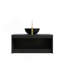 Meuble-lavabo et lavabo 36 po, armoire de rangement flottante murale en contreplaqué, portes doubles en sergé avec garniture en métal, vasque en céramique noire avec motif en pierre et plateau en pierre frittée noire, noir