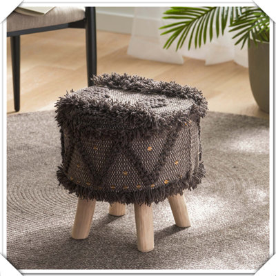 Tabouret de pieds en laine fabriqué à la main en coton fonctionnel, polyvalent, pratique, compact, confortable et polyvalent