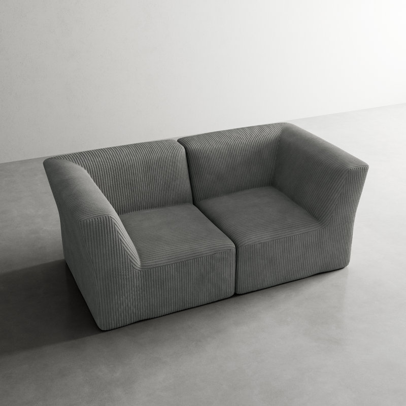 Berlare Boneless 2 - Piece Upholstered Compression Corduroy Modular Sectional Sofa – Fully Compressed, No Assembly Required