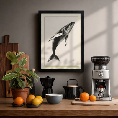 Breaching Whale Japandi - Framed Print