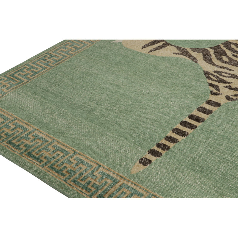 Distressed Homage Hand Knotted Wool Animal Print Area Rug, Rectangle 12' x 15'
