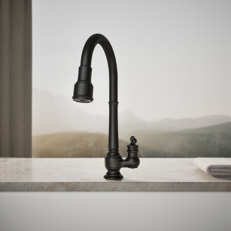 Artifacts Pull Down Bar Faucet, Matte Black