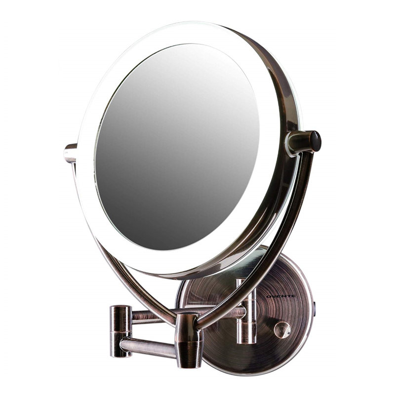 MLW45 Flat Wall Mirror, Antique Brass, 10X