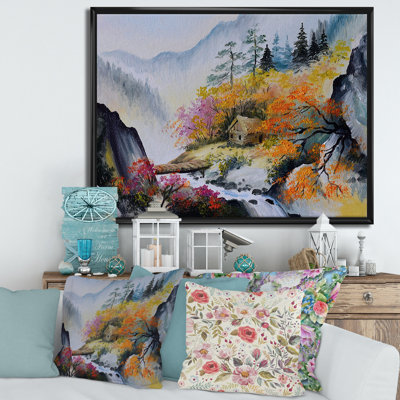 «Little House in Vibrant Mountain Landscape», peinture sur toile