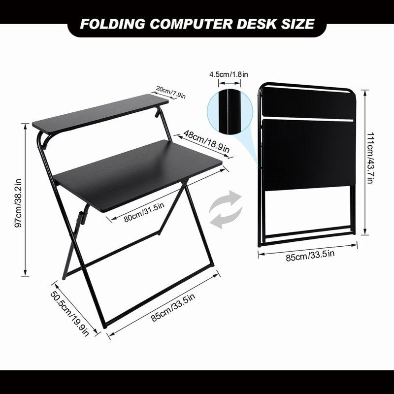 Metal Base Computer Desk, Black, Black