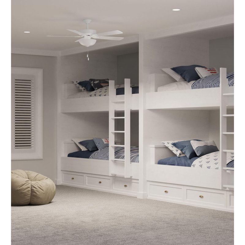 AirPro 52" White and Wood Ceiling Fan with LED Light