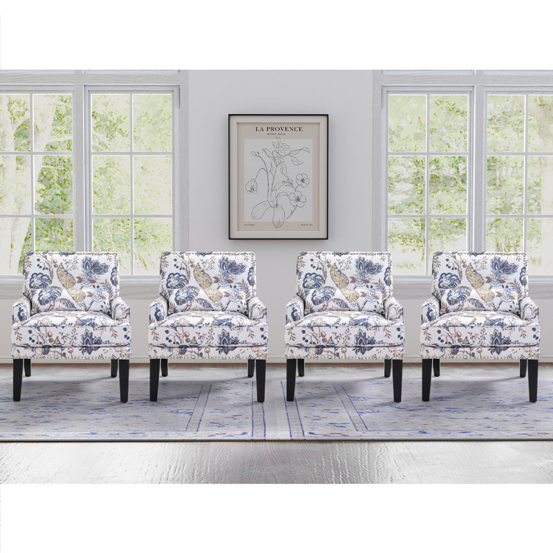 Fauteuil Christie 28 po, Motif floral bleu