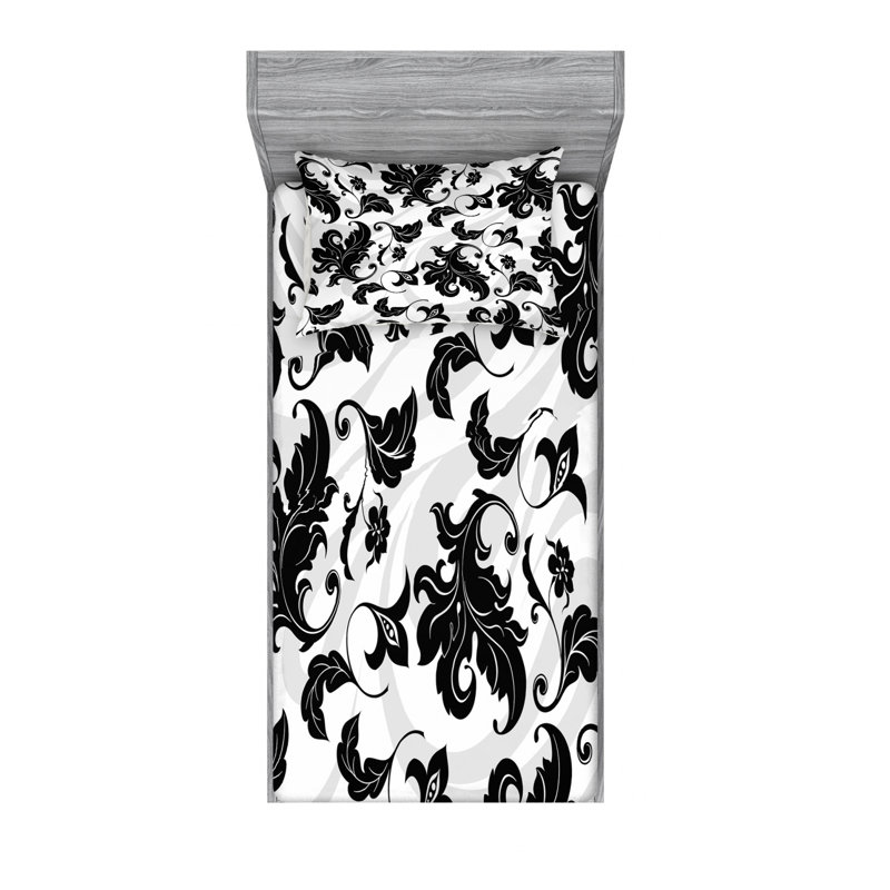 Microfiber Paisley Sheet Set, Twin XL Sheet Set with Fitted Sheet
