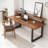 Light-walnut + Black Rectangular Solid Wood + Iron desk-514455788
