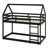 Twin Over Twin House-Shaped Rubber Wood Floor Bunk Bed – Ladder & Guardrails Included-119283229