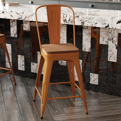 Britian All-Weather Commercial Counter Stool with Removable Back & Poly Resin Seat