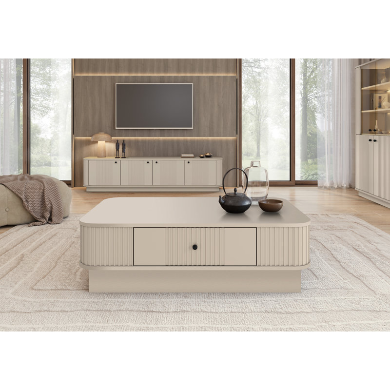 Vesper Coffee Table with Storage, Beige/Black