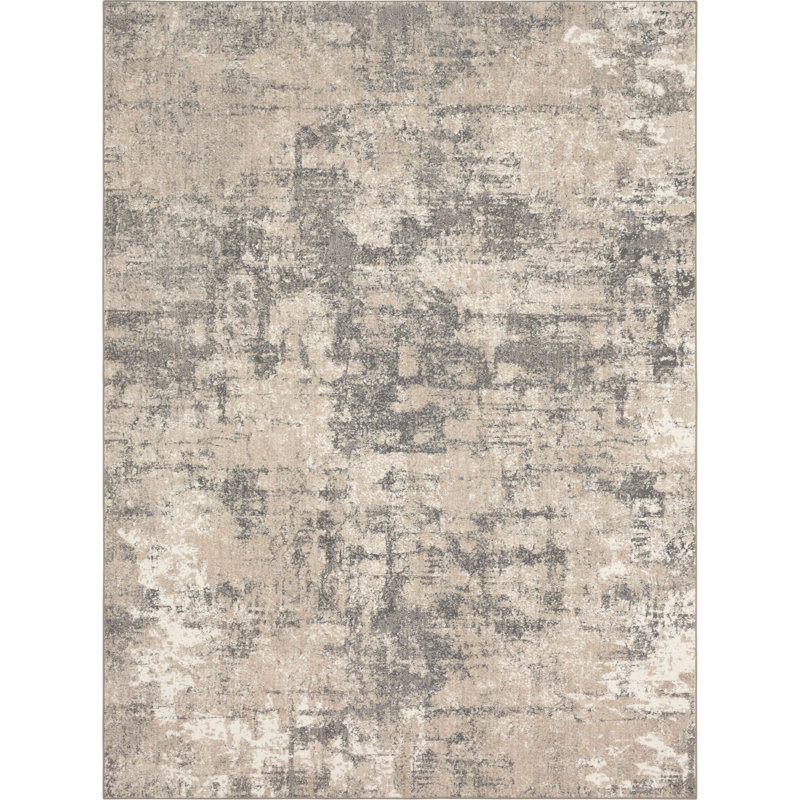 Frost Gray Abstract Rectangle Area Rug