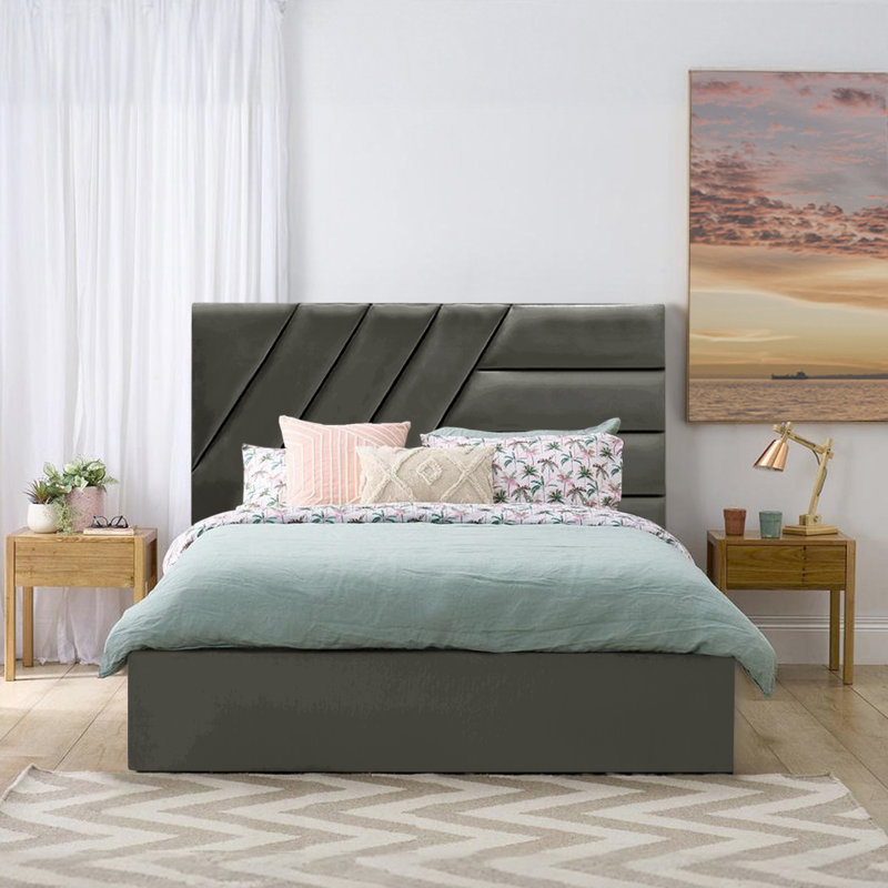 Porterdale Upholstered Ottoman Storage Bed, Double (4'6), Asphalt