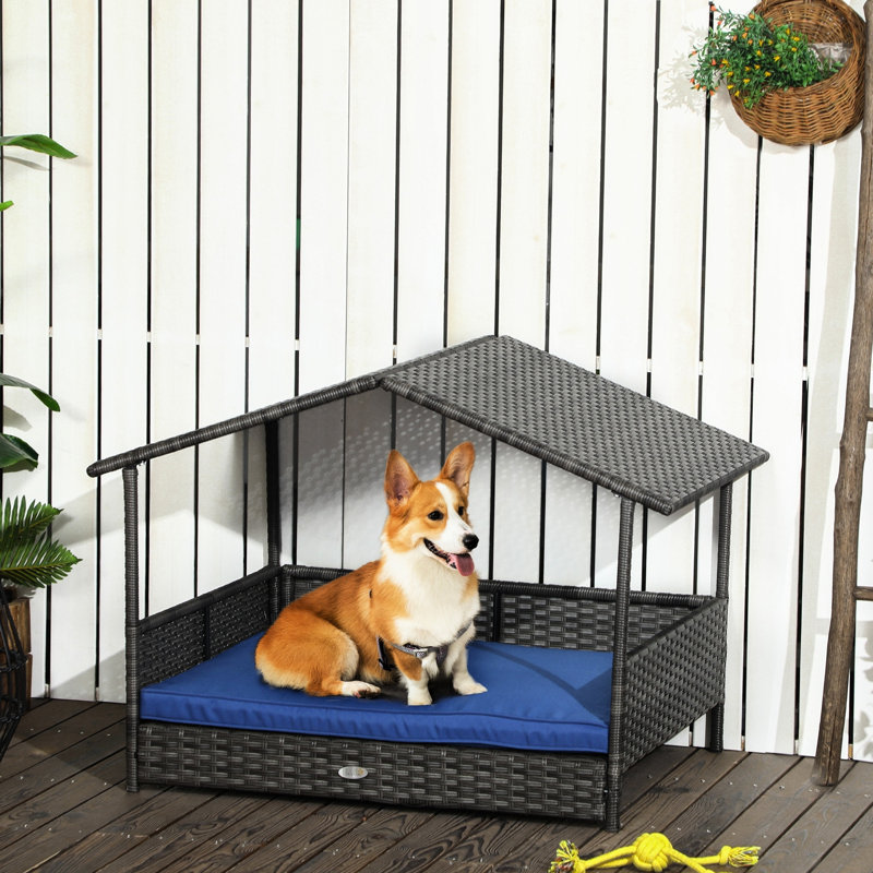 Niche pour chien d'extérieur avec auvent - confortable, coussin d'eau pour