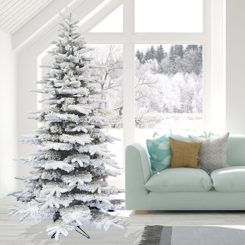 Mountain Pine 6.5' White Flocked Christmas Tree with Smart Lights