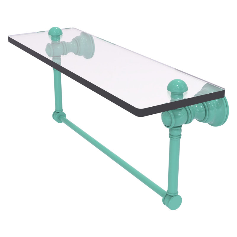 Tablette flottante avec barre à serviettes Carolina, H 7 po x l 16 po x P 5,54 po, Vert écume de mer
