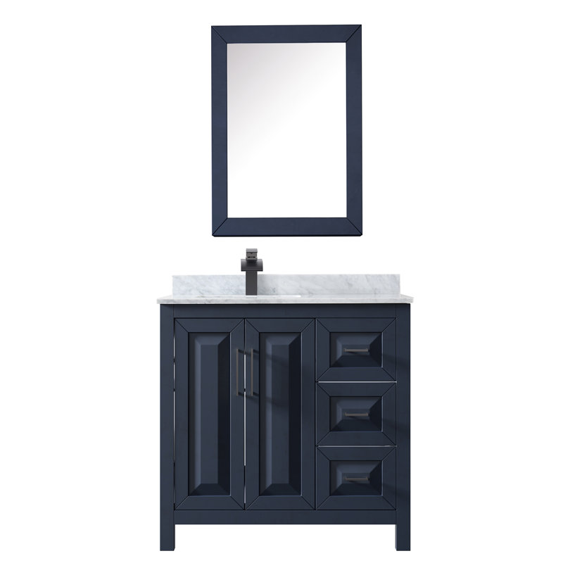 Daria 36'' W Single Vanity, White Marble, Dark Espresso, Matte Black