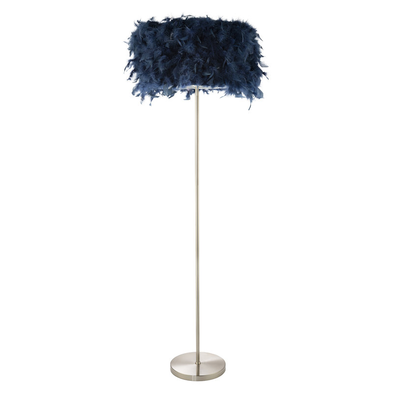 150cm Brushed Column Floor Lamp, Blue