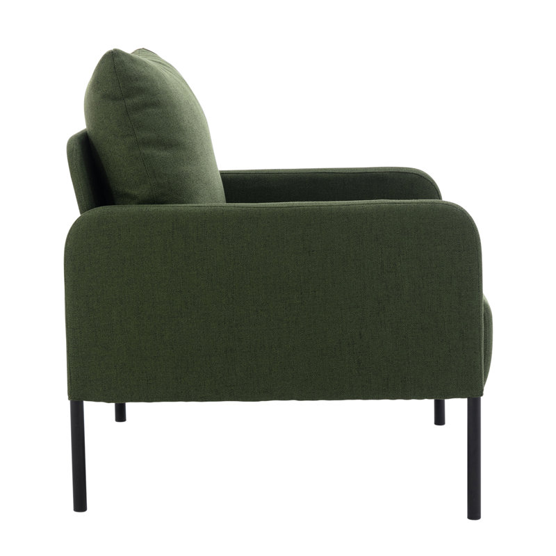 Evrard Upholstered Armchair, Green 100% Linen