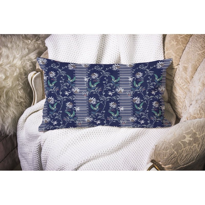 Coussin décoratif Songbird Flora Parade, Blanc / Bleu