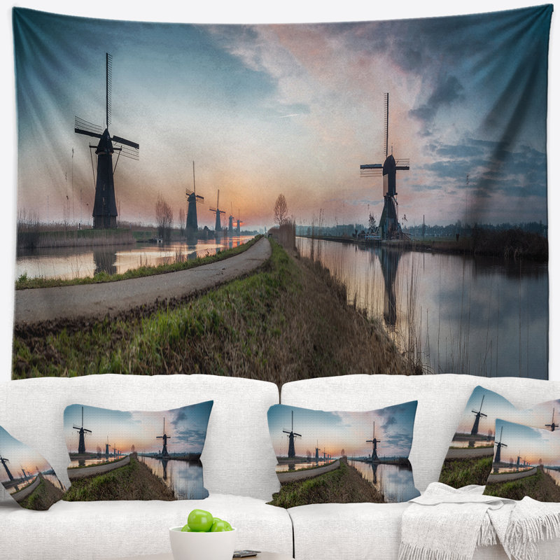 Tapisserie panorama landscape kinderdijk holland, H 50 po x l 60 po