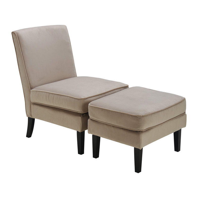 Fauteuil d'appoint rembourré avec repose-pieds Elle Decor Olivia, Taupe